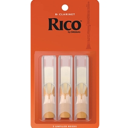 Rico Bb Clarinet Reeds, 2.5 Strength, 3-Pk