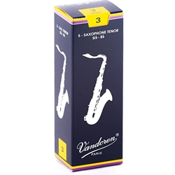 Vandoren Traditional Tenor Saxophone Reeds, Strength 3, 5-Pack